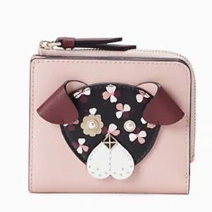 NWT Kate Spade Floral Pup Small Bifold Wallet